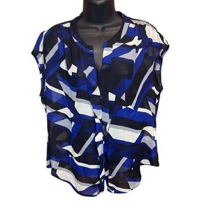 Metaphor Sheer Multi Colored Top Size Large